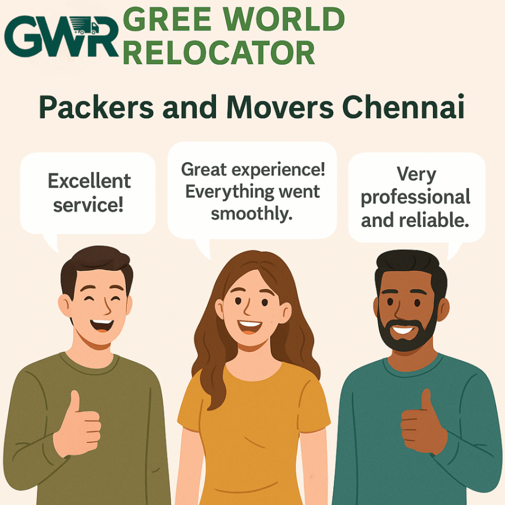 Happy customers providing positive testimonials about Packers and Movers Chennai services