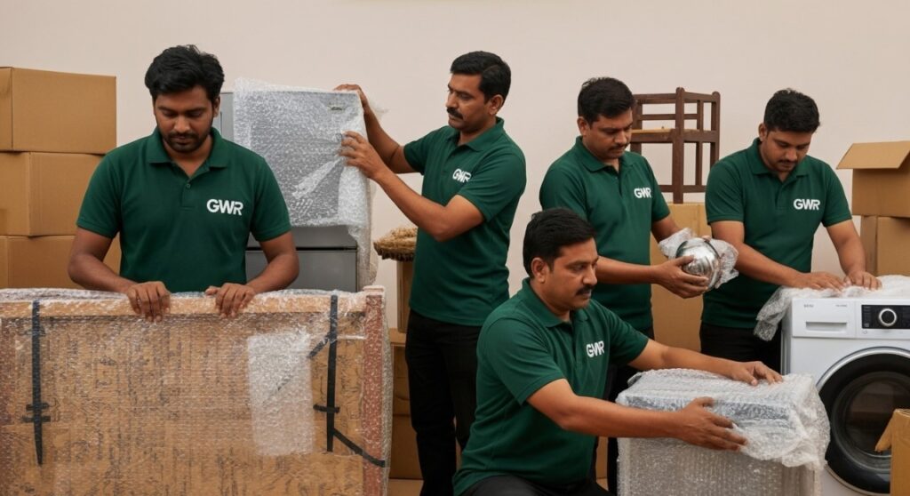 House shifting in Salem – Packers and Movers packing household items safely.