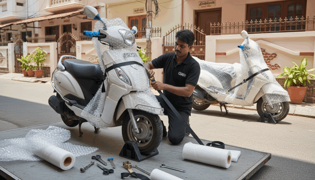     Bike shifting and packing service in Pollachi by Green World Relocator.
