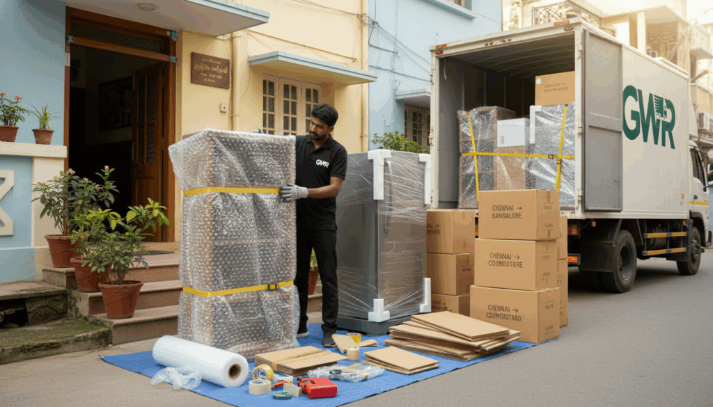     Long-distance intercity shifting truck from Pollachi.
