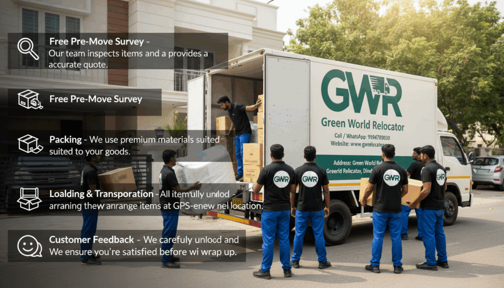 Packers loading household goods onto a moving truckin packers and movers in Dindigul.