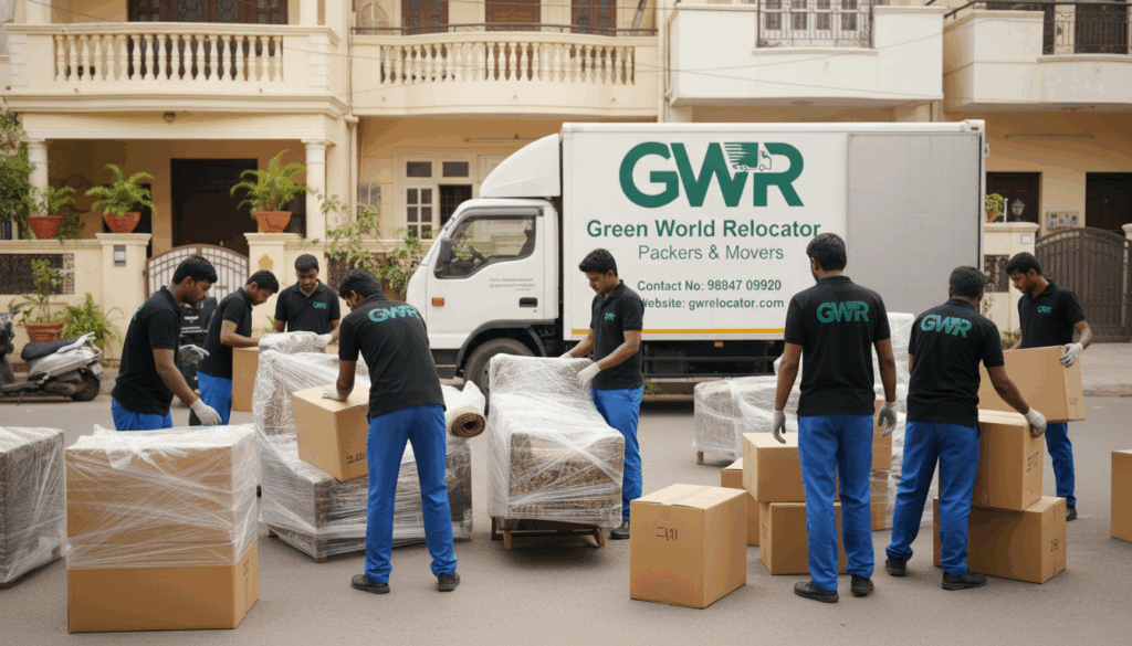 Professional Packers and Movers in Tirunelveli are packing household items.