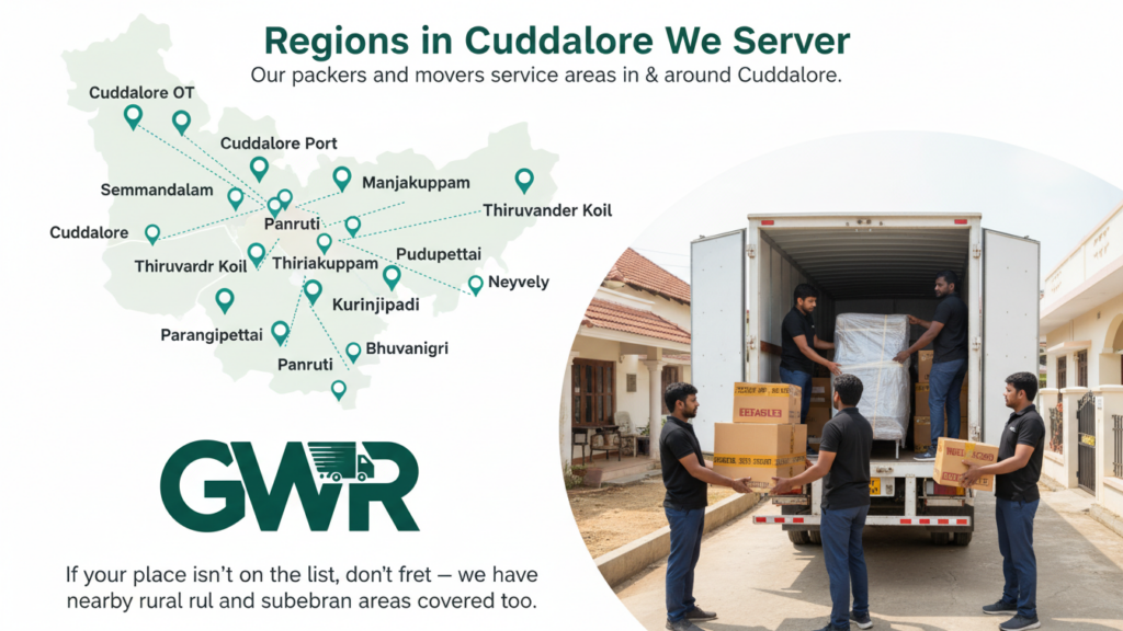 Our packers and movers service areas in & around Cuddalore.