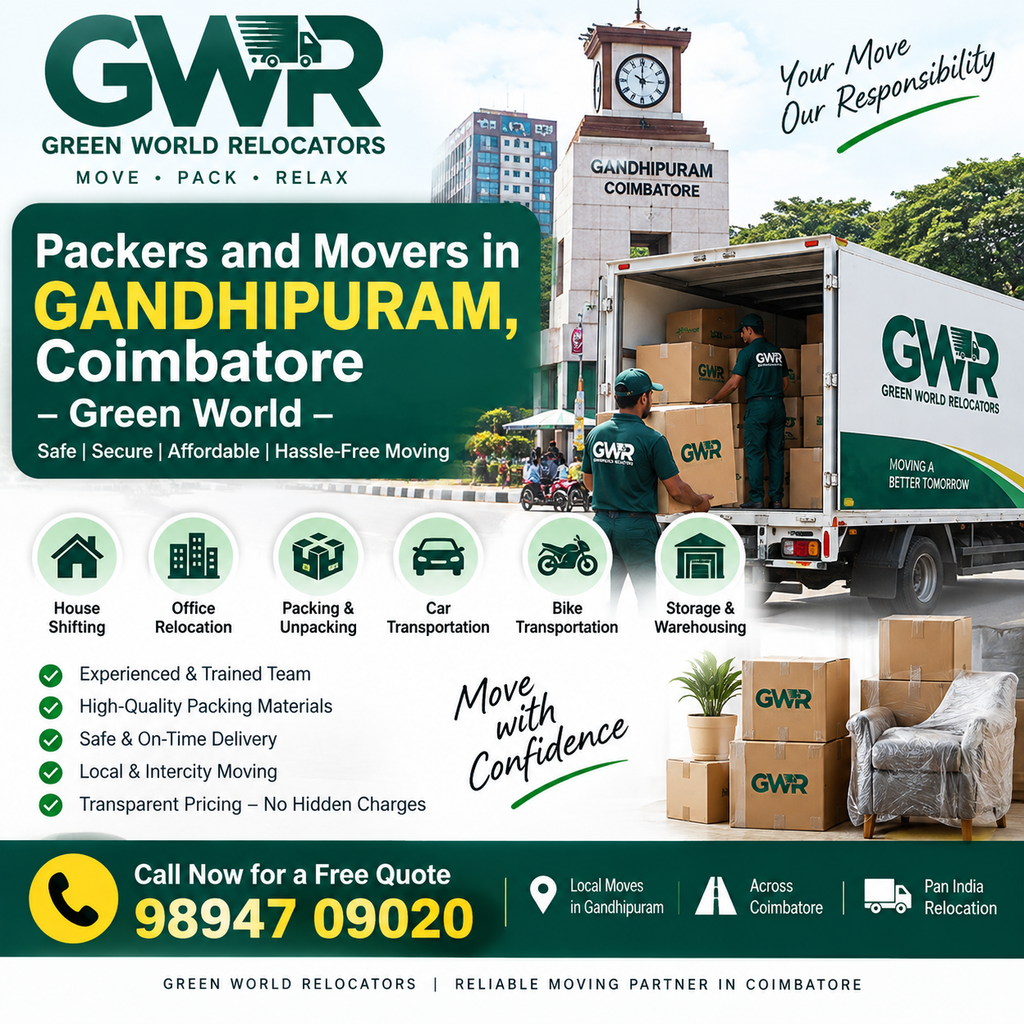 Packers and Movers in Gandhipuram, Coimbatore – Green World World
